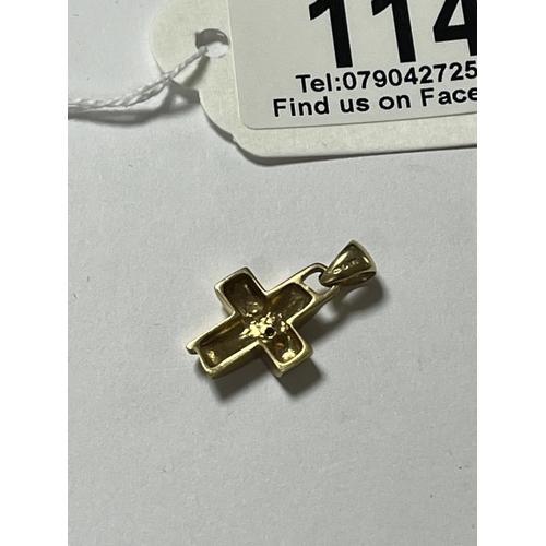 114 - 18CT GOLD 2.7 GRAMS DIAMOND CROSS PENDANT & A 9CT WHITE GOLD PENDANT 0.3 GRAMS