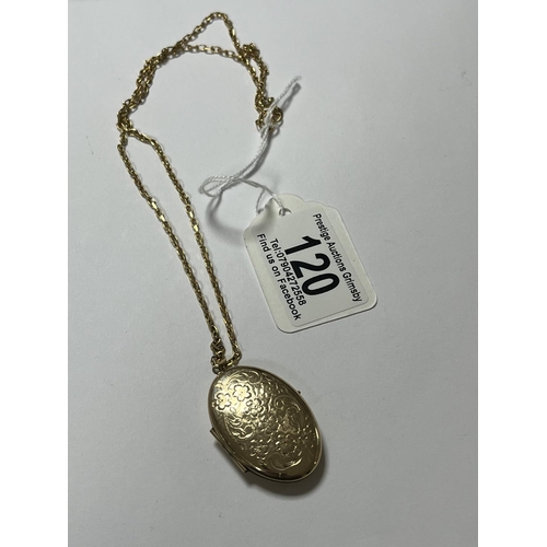 120 - 9CT GOLD NECKLACE & LOCKET 19” 11.3 GRAMS