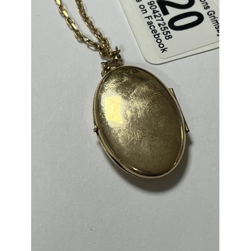 120 - 9CT GOLD NECKLACE & LOCKET 19” 11.3 GRAMS