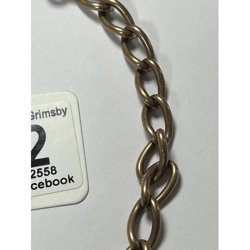 132 - STUNNING ANTIQUE 9CT ROSE GOLD WATCH CHAIN WITH FOB & T-BAR 67.28 GRAMS