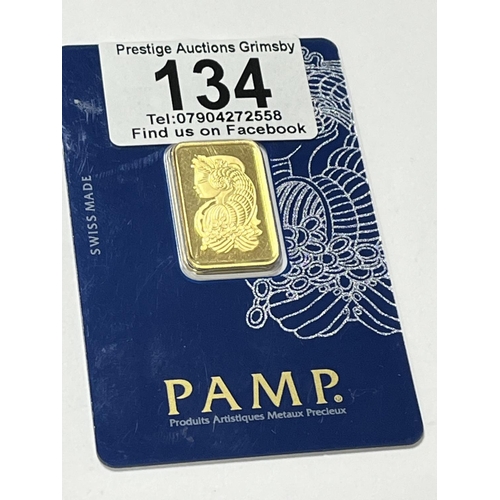 134 - P.A.M.P 10 GRAMS FINE GOLD INVESTMENT BAR