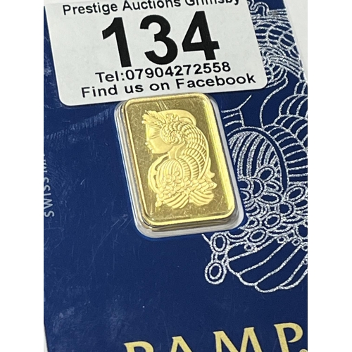 134 - P.A.M.P 10 GRAMS FINE GOLD INVESTMENT BAR