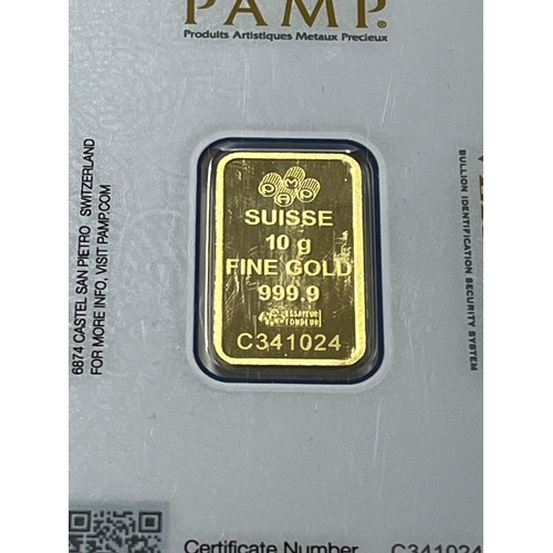 134 - P.A.M.P 10 GRAMS FINE GOLD INVESTMENT BAR