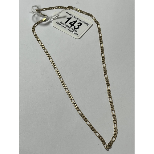 143 - 9CT GOLD FIGARO NECKLACE 18”   7.22 GRAMS