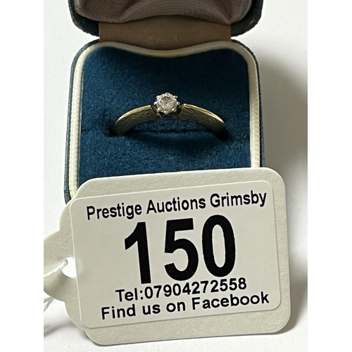 150 - 18CT GOLD SINGLE SOLITAIRE DIAMOND RING SIZE O 6 GRAMS