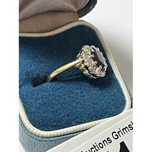 151 - 18CT GOLD SAPPHIRE & DIAMOND RING SIZE I 3.87 GRAMS