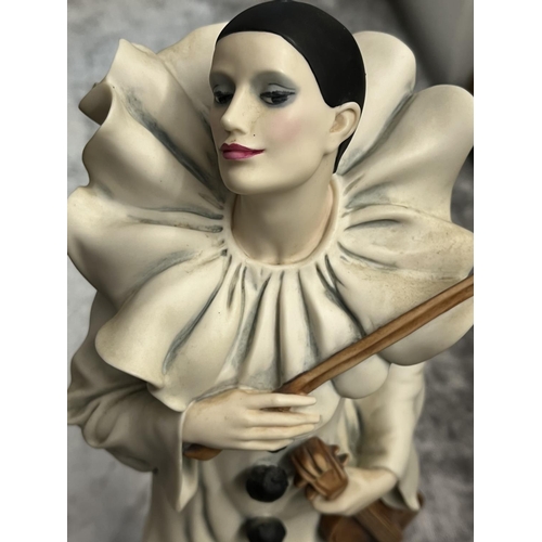 16 - PIERROT SONATA PORCELAIN STATUE 13.5” TALL BY 5” WIDE