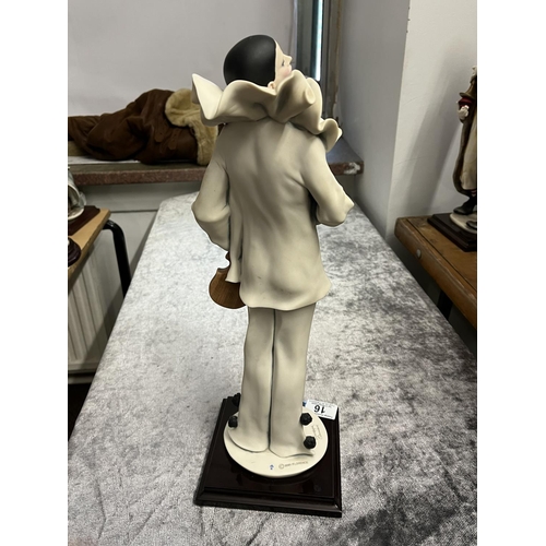 16 - PIERROT SONATA PORCELAIN STATUE 13.5” TALL BY 5” WIDE