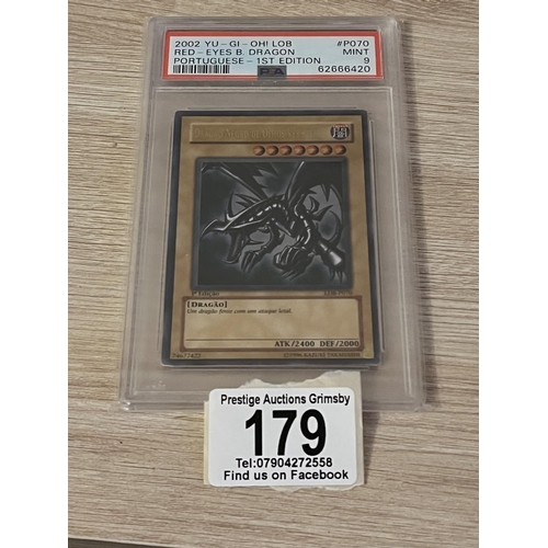 179 - 2002 YU GI HO LOB RED-EYES BLACK DRAGON PORTUGUESE 1ST EDITION PSA GRADED & SEALED MINT 9