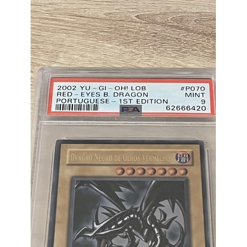 179 - 2002 YU GI HO LOB RED-EYES BLACK DRAGON PORTUGUESE 1ST EDITION PSA GRADED & SEALED MINT 9