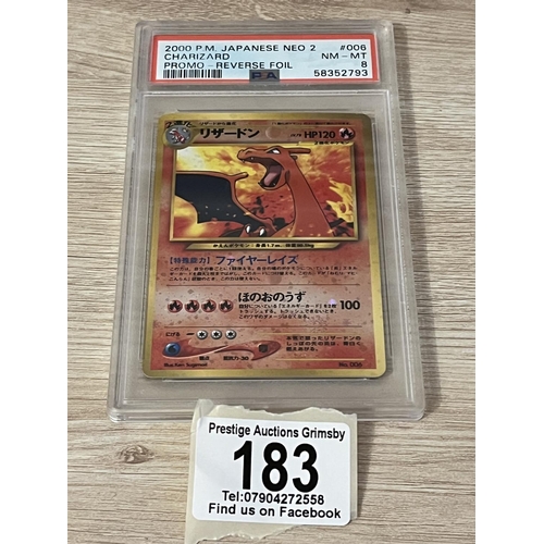 183 - 2000 P.M JAPANESE NEO 2 CHARIZARD PROMO REVERSE FOIL NM-MINT 8 PSA