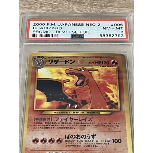 183 - 2000 P.M JAPANESE NEO 2 CHARIZARD PROMO REVERSE FOIL NM-MINT 8 PSA