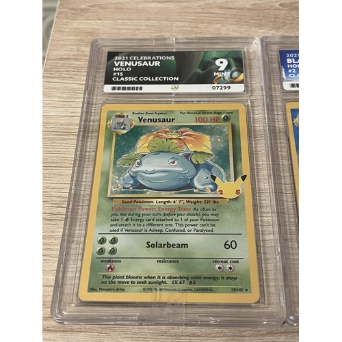 187 - POKÉMON 25TH ANNIVERSARY ‘CELEBRATIONS’ TOP 3 CHARIZARD 9, BLASTOISE 8, VENUSAUR 9 ‘GRADED GEM’