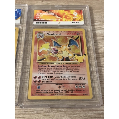 187 - POKÉMON 25TH ANNIVERSARY ‘CELEBRATIONS’ TOP 3 CHARIZARD 9, BLASTOISE 8, VENUSAUR 9 ‘GRADED GEM’