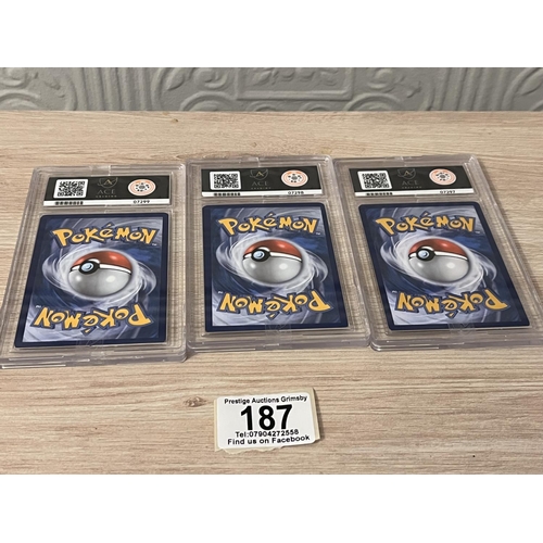 187 - POKÉMON 25TH ANNIVERSARY ‘CELEBRATIONS’ TOP 3 CHARIZARD 9, BLASTOISE 8, VENUSAUR 9 ‘GRADED GEM’