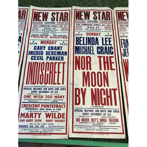 190 - 8 X ORIGINAL CINEMA POSTERS FROM THE NEW STAR SUPER CINEMA IN CASTLEFORD. 1950’S & 60’S SOME WRITING... 