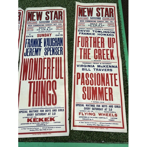 190 - 8 X ORIGINAL CINEMA POSTERS FROM THE NEW STAR SUPER CINEMA IN CASTLEFORD. 1950’S & 60’S SOME WRITING... 