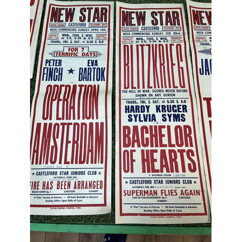 191 - 8 X ORIGINAL CINEMA POSTERS FROM THE NEW STAR SUPER CINEMA IN CASTLEFORD. 1950’S & 60’S SOME WRITING... 