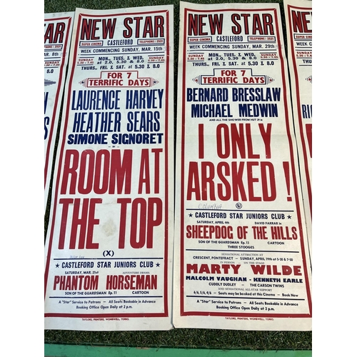 191 - 8 X ORIGINAL CINEMA POSTERS FROM THE NEW STAR SUPER CINEMA IN CASTLEFORD. 1950’S & 60’S SOME WRITING... 