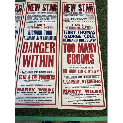 191 - 8 X ORIGINAL CINEMA POSTERS FROM THE NEW STAR SUPER CINEMA IN CASTLEFORD. 1950’S & 60’S SOME WRITING... 