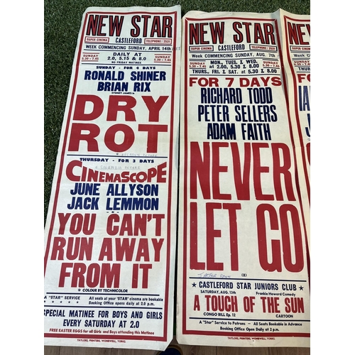 194 - 8 X ORIGINAL CINEMA POSTERS FROM THE NEW STAR SUPER CINEMA IN CASTLEFORD. 1950’S & 60’S SOME WRITING... 