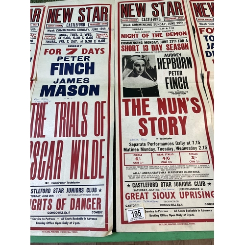 195 - 8 X ORIGINAL CINEMA POSTERS FROM THE NEW STAR SUPER CINEMA IN CASTLEFORD. 1950’S & 60’S SOME WRITING... 