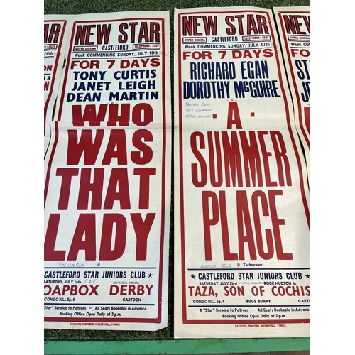 195 - 8 X ORIGINAL CINEMA POSTERS FROM THE NEW STAR SUPER CINEMA IN CASTLEFORD. 1950’S & 60’S SOME WRITING... 