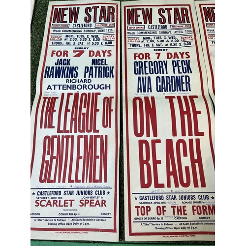 196 - 8 X ORIGINAL CINEMA POSTERS FROM THE NEW STAR SUPER CINEMA IN CASTLEFORD. 1950’S & 60’S SOME WRITING... 