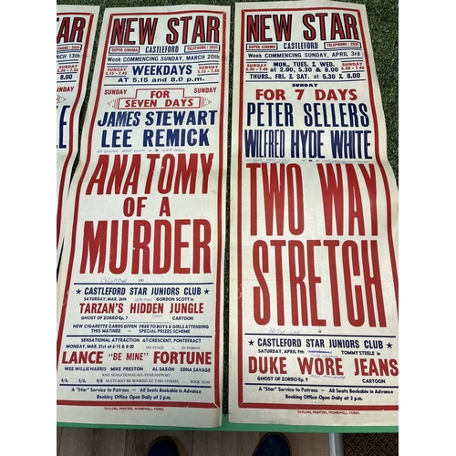 196 - 8 X ORIGINAL CINEMA POSTERS FROM THE NEW STAR SUPER CINEMA IN CASTLEFORD. 1950’S & 60’S SOME WRITING... 