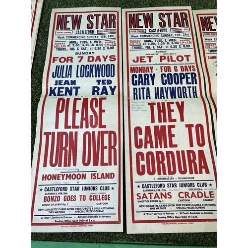 197 - 8 X ORIGINAL CINEMA POSTERS FROM THE NEW STAR SUPER CINEMA IN CASTLEFORD. 1950’S & 60’S SOME WRITING... 