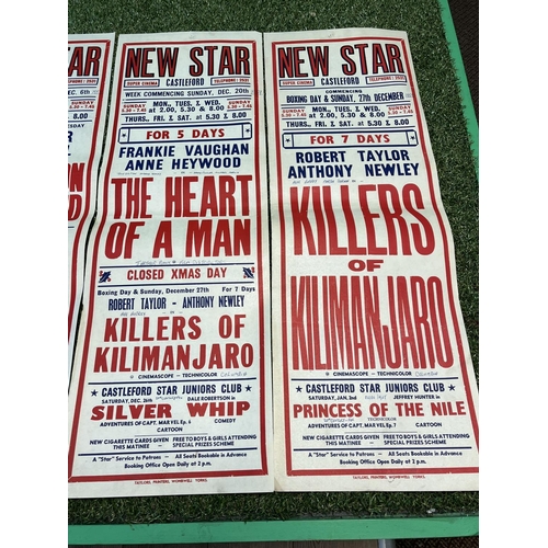 198 - 8 X ORIGINAL CINEMA POSTERS FROM THE NEW STAR SUPER CINEMA IN CASTLEFORD. 1950’S & 60’S SOME WRITING... 