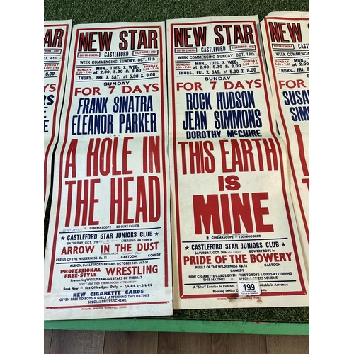 199 - 8 X ORIGINAL CINEMA POSTERS FROM THE NEW STAR SUPER CINEMA IN CASTLEFORD. 1950’S & 60’S SOME WRITING... 