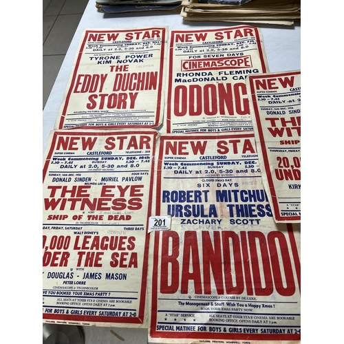 201 - 5 X ORIGINAL CINEMA POSTERS FROM THE NEW STAR SUPER CINEMA IN CASTLEFORD. 1950’S & 60’S SOME WRITING... 