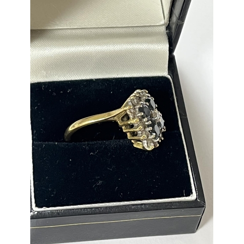 207 - STUNNING 18CT GOLD DIAMOND & SAPPHIRE RING WITH 4 NICE SIZED SAPPHIRES & 16 DIAMONDS SIZE N 6.88 GRA... 