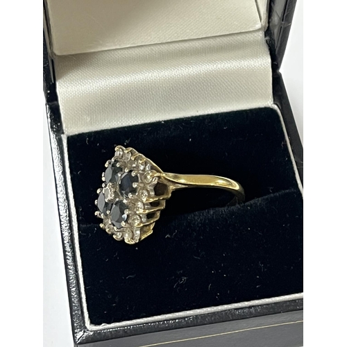 207 - STUNNING 18CT GOLD DIAMOND & SAPPHIRE RING WITH 4 NICE SIZED SAPPHIRES & 16 DIAMONDS SIZE N 6.88 GRA... 