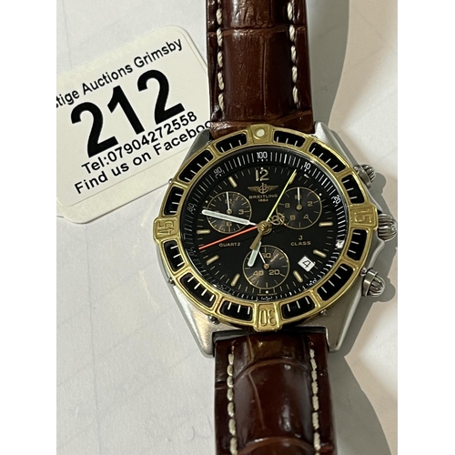 212 - ORIGINAL BREITLING J CLASS 80290 CHRONOGRAPH WATCH IN A CLASSIC BREITLING DESIGN AND IN GOOD CONDITI... 