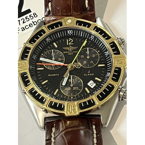 212 - ORIGINAL BREITLING J CLASS 80290 CHRONOGRAPH WATCH IN A CLASSIC BREITLING DESIGN AND IN GOOD CONDITI... 