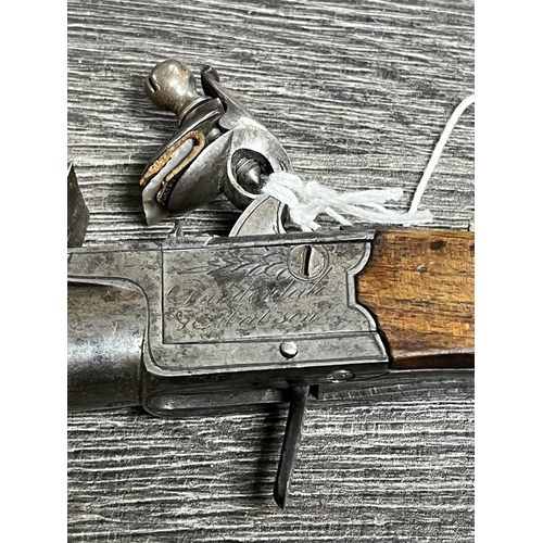 234 - 1800’S FLINT LOCK PISTOL BY DUNDERDALE & MABSON 1780-1818 SHOP IN BIRMINGHAM SCREW BARREL BOX LOCK W... 