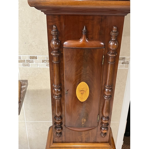 242 - WALNUT FINISH LONG CASE CLOCK ROBT CRINGAN CARLUKE STUNNING FACE, CLOCK NEEDS A SERVICE ONE PIECE OF... 