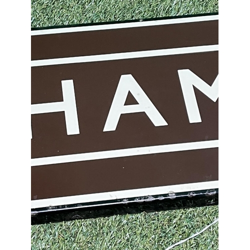 380 - MILHAMS ENAMEL STATION SIGN