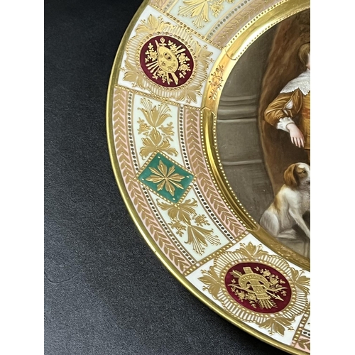 40 - A VERY FINE ROSENTHAL PLATE DECORATED IN THE VIENNA STYLE WITH THE CENTRE SHOWING THREE CHILDREN & T... 