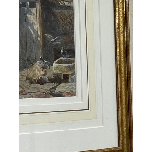 41 - FEEDING THE CALF WATERCOLOUR DATED 1866 AND SIGNED WALTER GOODALL 1830-1889 DOMESTIC & COASTAL PAINT... 