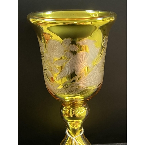 45 - STUNNING VICTORIAN VARNISH & CO OF LONDON MERCURY GLASS LARGE GOBLET IN GOLDEN/YELLOW COLOUR. SUPERB... 