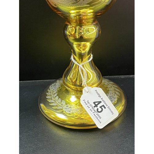 45 - STUNNING VICTORIAN VARNISH & CO OF LONDON MERCURY GLASS LARGE GOBLET IN GOLDEN/YELLOW COLOUR. SUPERB... 