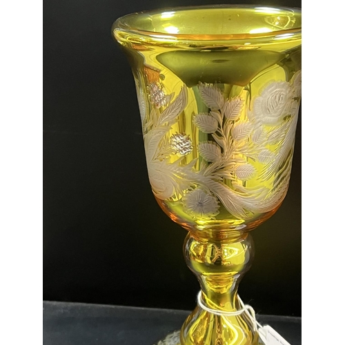 45 - STUNNING VICTORIAN VARNISH & CO OF LONDON MERCURY GLASS LARGE GOBLET IN GOLDEN/YELLOW COLOUR. SUPERB... 