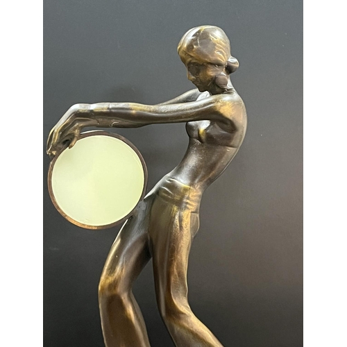 49 - ART DECO JOSEF LORENZL TAMBOURINE DANCER ON ONYX BASE