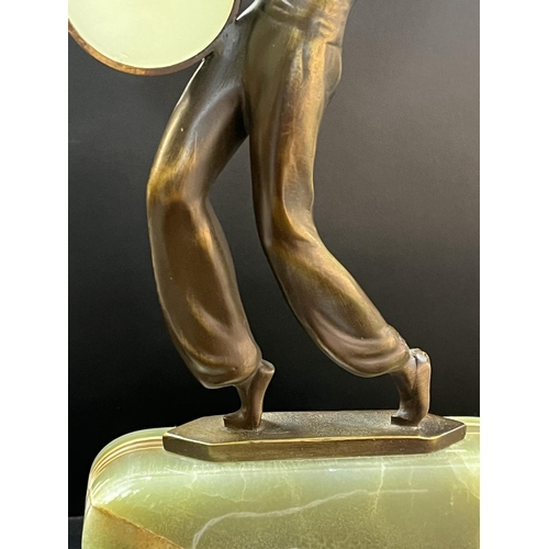 49 - ART DECO JOSEF LORENZL TAMBOURINE DANCER ON ONYX BASE