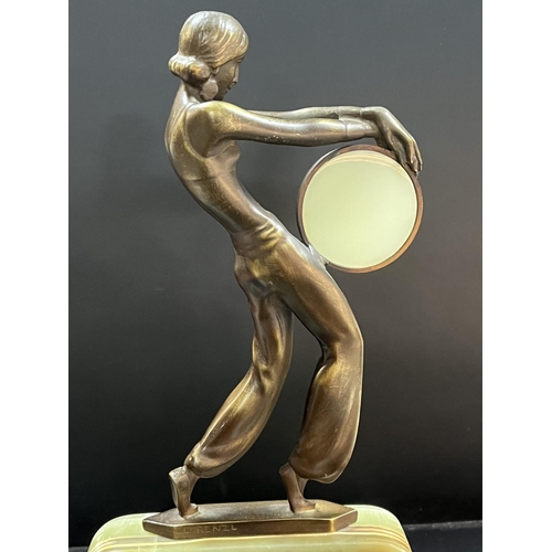 49 - ART DECO JOSEF LORENZL TAMBOURINE DANCER ON ONYX BASE