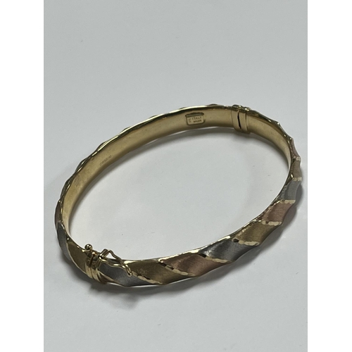 5 - 9CT GOLD TRI COLOUR BANGLE 7.12 GRAMS