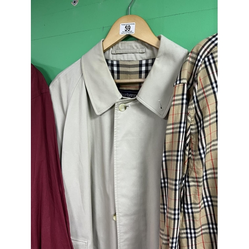 59 - BURBERRY SHIRTS X2 RED SHIRT IS A LARGE THE CHECK SHIRT IS A MEDIUM ALSO A BURBERRY TRENCH COAT WHIC... 